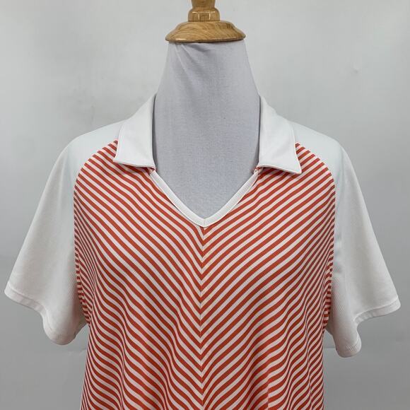 Adidas Polo Shirt Women XL Extra Large Multi ClimaChill Striped Performance Golf - Picture 3 of 12